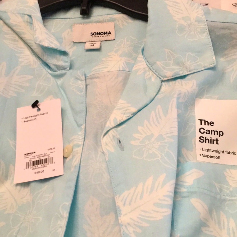 NWT sea green Hawaiian Theme shirt